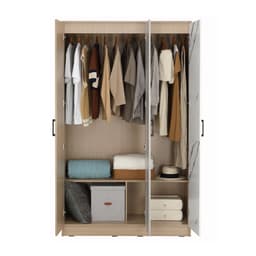 ชุดห้องนอน รุ่นแมกโนเลีย ขนาด 6 ฟุต (เตียง, ตู้เสื้อผ้า 3 บาน, โต๊ะเครื่องแป้ง, ที่นอน, หมอน 2 ใบ) - สีธรรมชาติ/หินอ่อนขาว