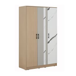 ชุดห้องนอน รุ่นแมกโนเลีย ขนาด 6 ฟุต (เตียง, ตู้เสื้อผ้า 3 บาน, โต๊ะเครื่องแป้ง, ที่นอน, หมอน 2 ใบ) - สีธรรมชาติ/หินอ่อนขาว