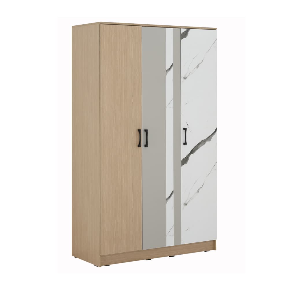 ชุดห้องนอน รุ่นแมกโนเลีย ขนาด 6 ฟุต (เตียง, ตู้เสื้อผ้า 3 บาน, โต๊ะเครื่องแป้ง, ที่นอน, หมอน 2 ใบ) - สีธรรมชาติ/หินอ่อนขาว