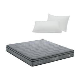 ชุดห้องนอน รุ่นแมกโนเลีย ขนาด 6 ฟุต (เตียง, ตู้เสื้อผ้า 3 บาน, โต๊ะเครื่องแป้ง, ที่นอน, หมอน 2 ใบ) - สีธรรมชาติ/หินอ่อนขาว