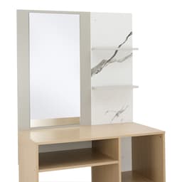 ชุดห้องนอน รุ่นแมกโนเลีย ขนาด 5 ฟุต (เตียง, ตู้เสื้อผ้า 4 บาน, โต๊ะเครื่องแป้ง, ที่นอน, หมอน 2 ใบ) - สีธรรมชาติ/หินอ่อนขาว