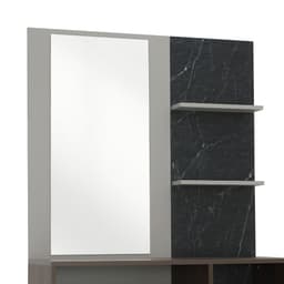 ชุดห้องนอน รุ่นแมกโนเลีย ขนาด 5 ฟุต (เตียง, ตู้เสื้อผ้า 4 บาน, โต๊ะเครื่องแป้ง, ที่นอน, หมอน 2 ใบ) - สีวอลนัท/หินอ่อนดำ