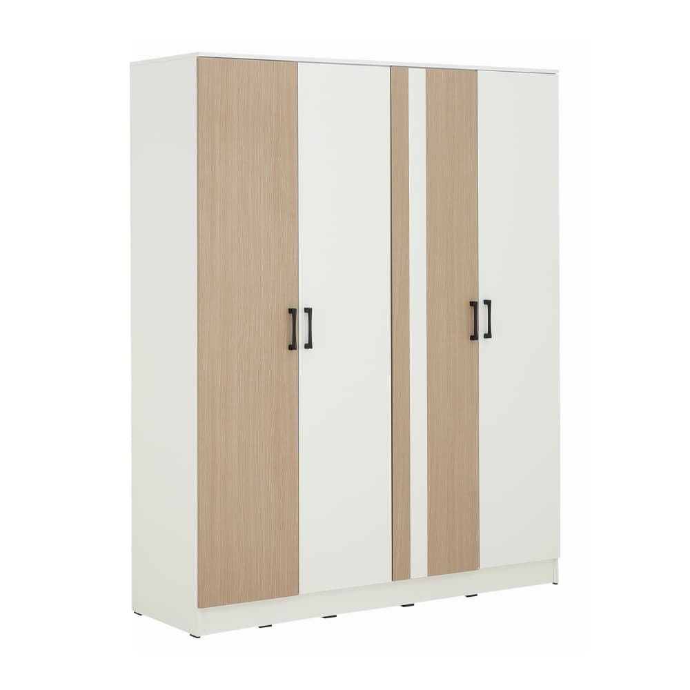 ชุดห้องนอน รุ่นคาร์เนชั่น+แมกโนเลีย ขนาด 6 ฟุต (เตียง, ตู้เสื้อผ้า 4 บาน, โต๊ะเครื่องแป้ง, ที่นอน, หมอน 2 ใบ) - สีขาว/ธรรมชาติ