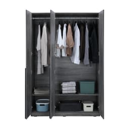 ชุดห้องนอน รุ่นมินิโอ ขนาด 5 ฟุต (เตียง, ตู้เสื้อผ้า 3 บาน, โต๊ะเครื่องแป้งพร้อมสตูล, ที่นอน, หมอน 2 ใบ) - สีเทา