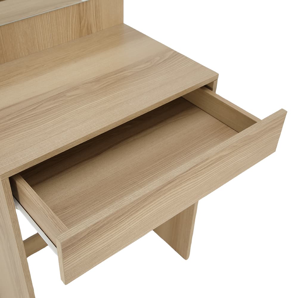 ชุดห้องนอน รุ่นจัสมิน ขนาด 5 ฟุต (เตียง, ตู้เสื้อผ้า 3 บาน, โต๊ะเครื่องแป้ง) - สีธรรมชาติ/ขาว