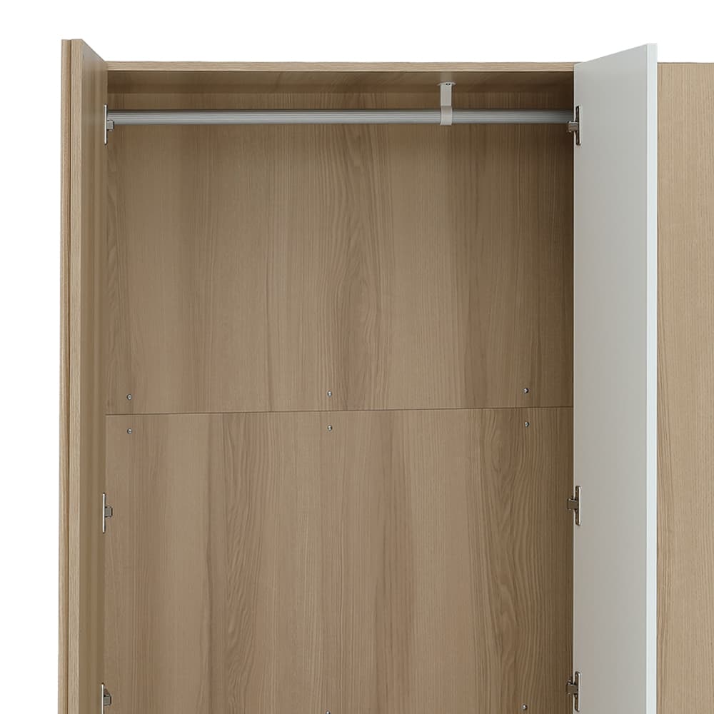 ชุดห้องนอน รุ่นจัสมิน ขนาด 6 ฟุต (เตียง, ตู้เสื้อผ้า 3 บาน, โต๊ะเครื่องแป้ง) - สีธรรมชาติ/ขาว