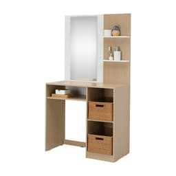 ชุดห้องนอน รุ่นคาร์เนชั่น+แมกโนเลีย ขนาด 5 ฟุต (เตียง, ตู้เสื้อผ้า 3 บาน, โต๊ะเครื่องแป้ง, ที่นอน, หมอน 2 ใบ) - สีขาว/ธรรมชาติ