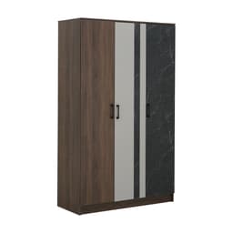 ชุดห้องนอน รุ่นแมกโนเลีย ขนาด 5 ฟุต (เตียง, ตู้เสื้อผ้า 3 บาน, โต๊ะเครื่องแป้ง, ที่นอน, หมอน 2 ใบ) - สีวอลนัท/หินอ่อนดำ