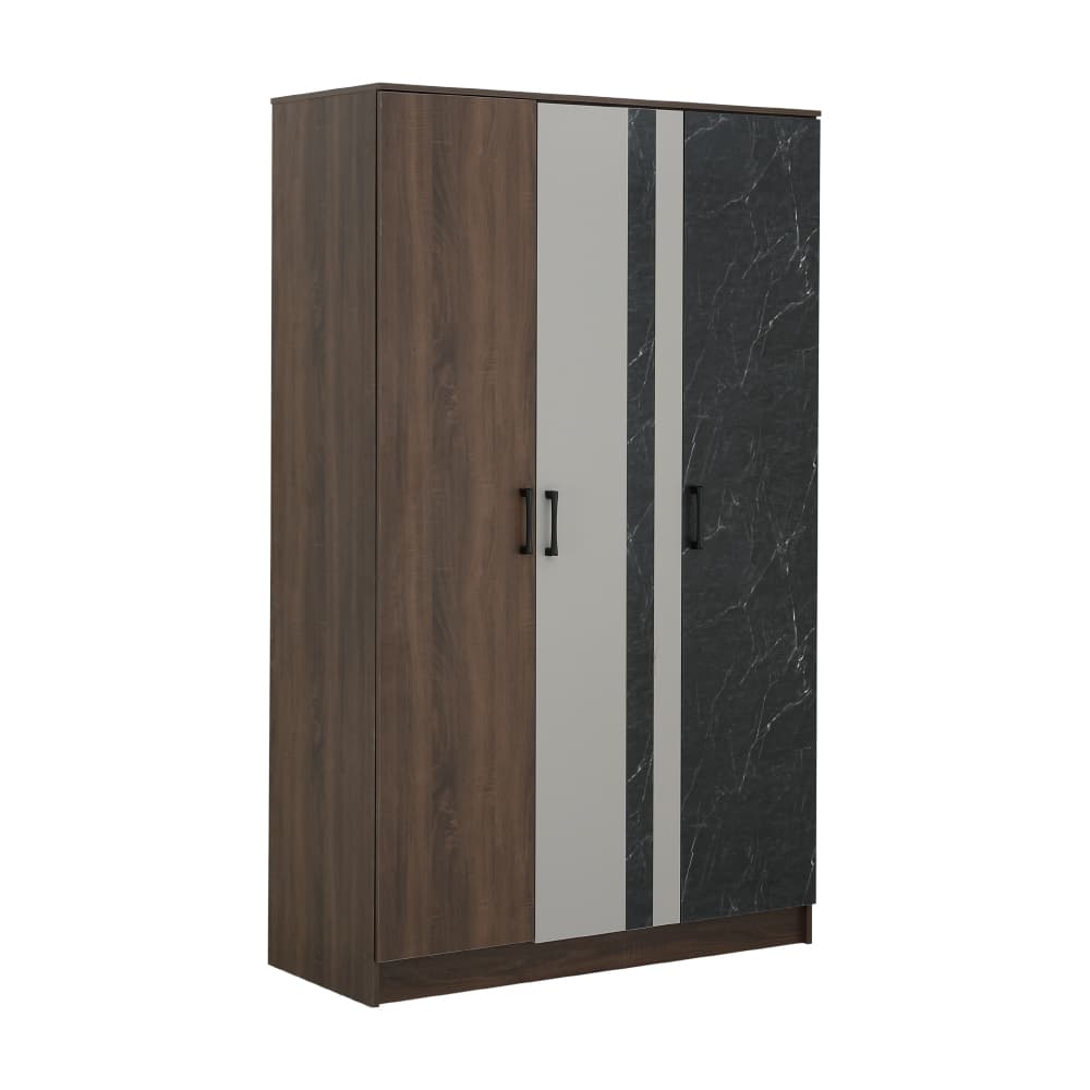 ชุดห้องนอน รุ่นแมกโนเลีย ขนาด 5 ฟุต (เตียง, ตู้เสื้อผ้า 3 บาน, โต๊ะเครื่องแป้ง, ที่นอน, หมอน 2 ใบ) - สีวอลนัท/หินอ่อนดำ