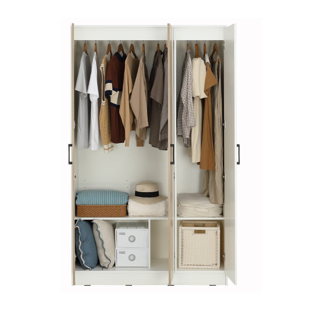 ชุดห้องนอน รุ่นคาร์เนชั่น+แมกโนเลีย ขนาด 6 ฟุต (เตียง, ตู้เสื้อผ้า 3 บาน, โต๊ะเครื่องแป้ง, ที่นอน, หมอน 2 ใบ) - สีขาว/ธรรมชาติ