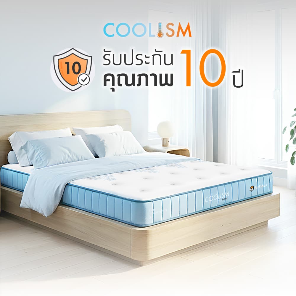 ที่นอน รุ่นคูลลิซึ่ม ขนาด 3.5 ฟุต หนา 8 นิ้ว - สีขาว/ฟ้าอ่อน