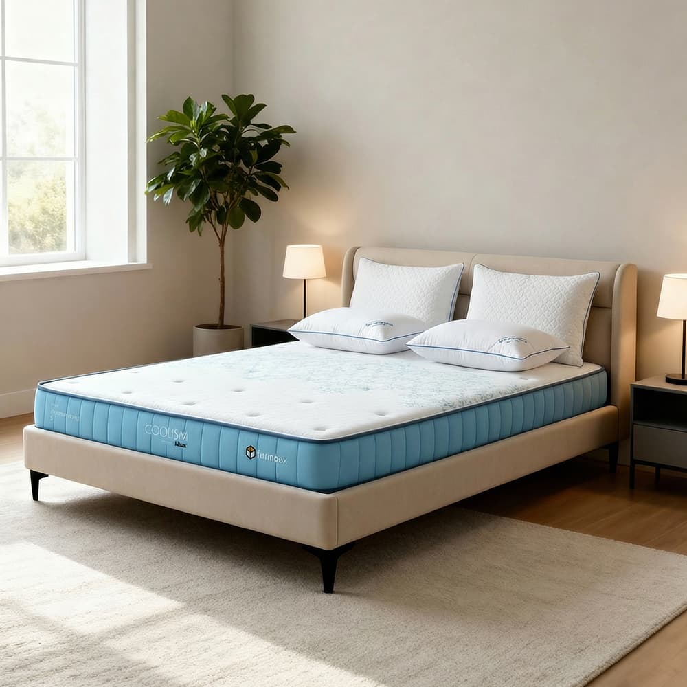 ที่นอน รุ่นคูลลิซึ่ม ขนาด 6 ฟุต หนา 8 นิ้ว - สีขาว/ฟ้าอ่อน