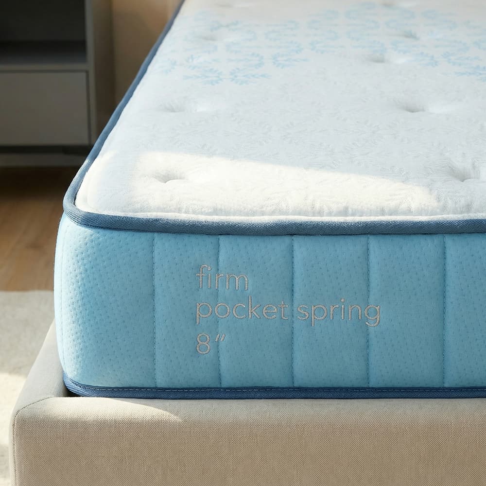 ที่นอน รุ่นคูลลิซึ่ม ขนาด 6 ฟุต หนา 8 นิ้ว - สีขาว/ฟ้าอ่อน