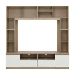 โซฟาเบดผ้า L-shape และชุดโฮมเอ็นเตอร์เทนเมนท์ ขนาด 180 ซม. รุ่นเคียร่า+มินิโอ - สีน้ำตาลอ่อน/ธรรมชาติ