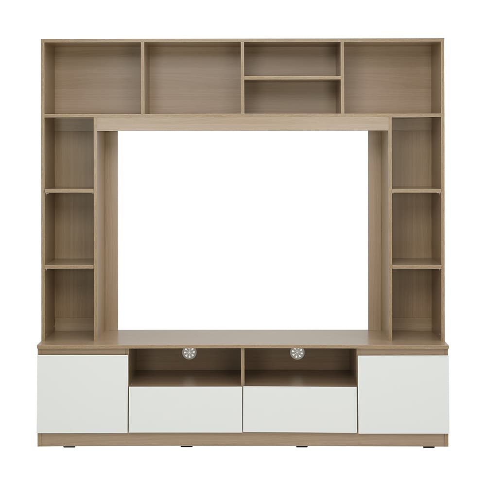 โซฟาเบดผ้า L-shape และชุดโฮมเอ็นเตอร์เทนเมนท์ ขนาด 180 ซม. รุ่นเคียร่า+มินิโอ - สีน้ำตาลอ่อน/ธรรมชาติ