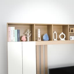 โซฟาเบดผ้า L-shape และชุดโฮมเอ็นเตอร์เทนเมนท์ ขนาด 240 ซม. รุ่นเคียร่า+มินิโอ - สีน้ำตาลอ่อน/ธรรมชาติ