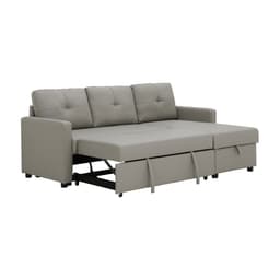 โซฟาเบด PU L-shape และชุดโฮมเอ็นเตอร์เทนเมนท์ ขนาด 240 ซม. รุ่นเคียร่า+มินิโอ - สีเทา/ธรรมชาติ