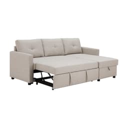 โซฟาเบดผ้า L-shape และโต๊ะกลางพร้อมลิ้นชัก รุ่นเคียร่า+มาเรีย - สีน้ำตาลอ่อน/ธรรมชาติ