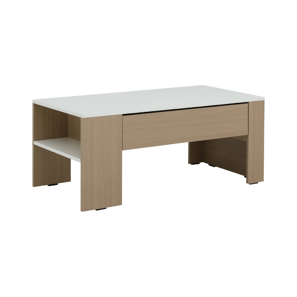 โซฟาเบดผ้า L-shape และโต๊ะกลางพร้อมลิ้นชัก รุ่นเคียร่า+มาเรีย - สีน้ำตาลอ่อน/ธรรมชาติ