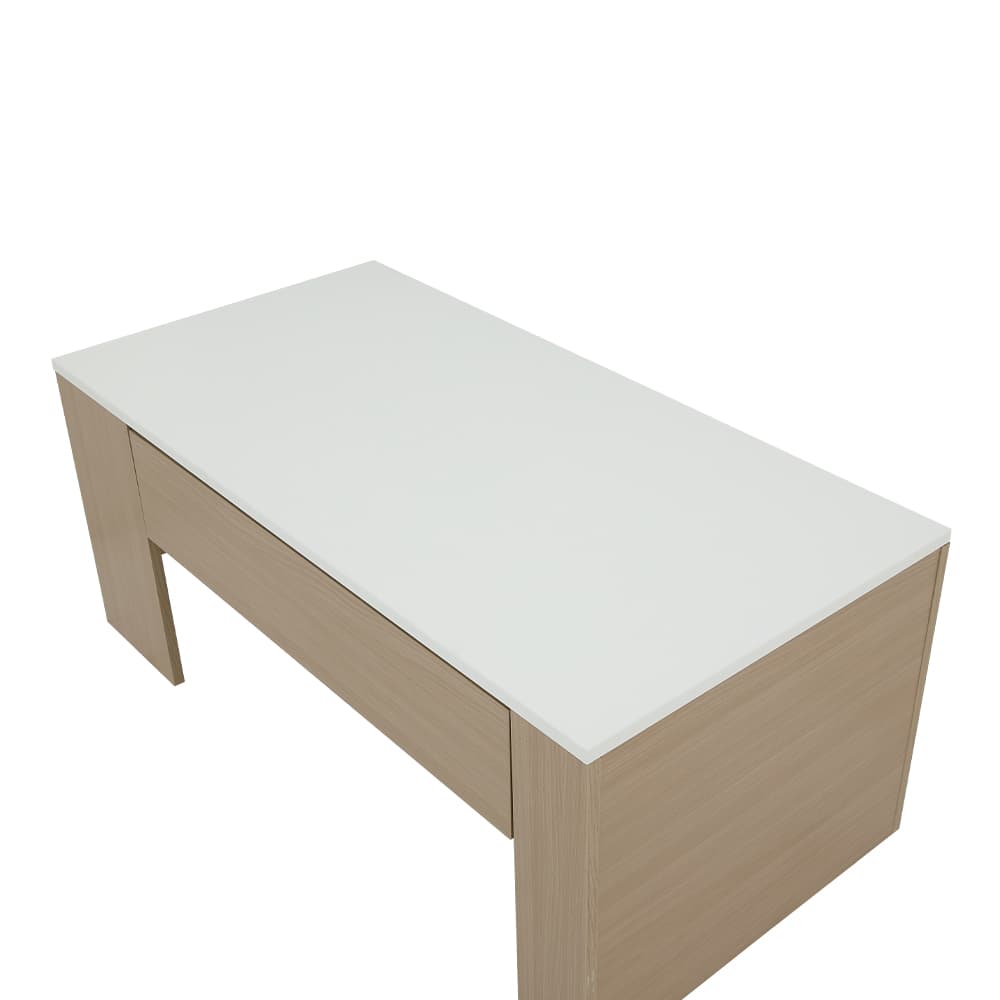 โซฟาเบด PU L-shape และโต๊ะกลางพร้อมลิ้นชัก รุ่นเคียร่า+มาเรีย - สีเทา/ธรรมชาติ