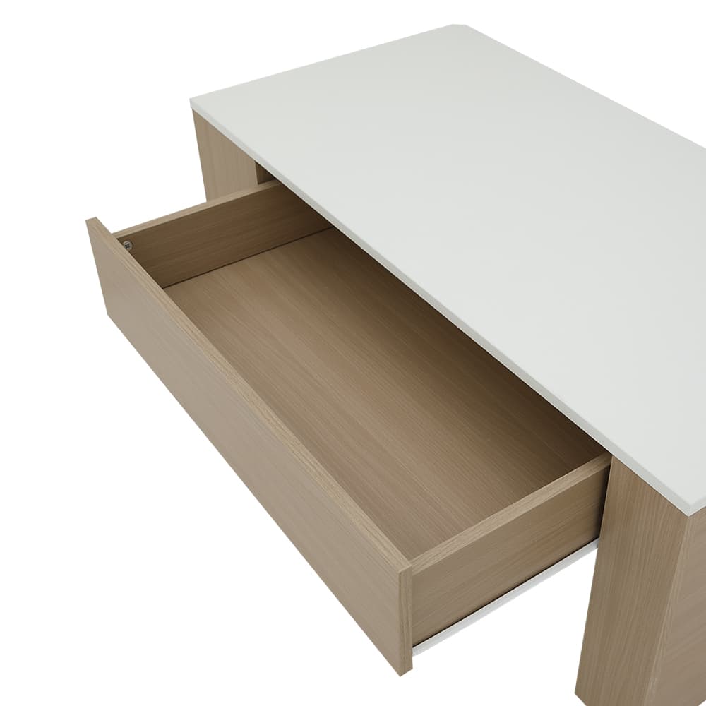 โซฟาเบด PU L-shape และโต๊ะกลางพร้อมลิ้นชัก รุ่นเคียร่า+มาเรีย - สีเทา/ธรรมชาติ