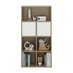 โซฟาเบดผ้า L-shape และชั้นวางของอเนกประสงค์ 2 บาน รุ่นเคียร่า+มินิโอ - สีน้ำตาลอ่อน/ธรรมชาติ