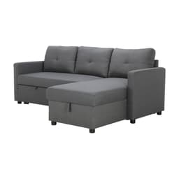 โซฟาเบดผ้า L-shape และชั้นวางของอเนกประสงค์ 2 บาน รุ่นเคียร่า+มินิโอ - สีเทาเข้ม/ธรรมชาติ