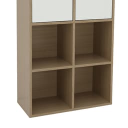 โซฟาเบด PU L-shape และชั้นวางของอเนกประสงค์ 2 บาน รุ่นเคียร่า+มินิโอ - สีเทา/ธรรมชาติ