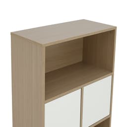 โซฟาเบด PU L-shape และชั้นวางของอเนกประสงค์ 2 บาน รุ่นเคียร่า+มินิโอ - สีเทา/ธรรมชาติ