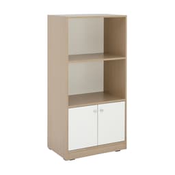 โซฟาเบดผ้า L-shape และชั้นวางของพร้อมตู้บานเปิด ขนาด 60 ซม. รุ่นเคียร่า+รุ่นมินิโอ - สีน้ำตาลอ่อน/ธรรมชาติ