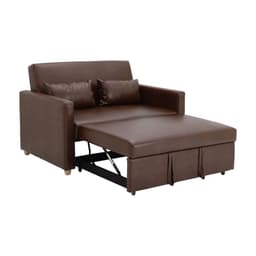 โซฟาเบด PVC 2 ที่นั่ง และตู้วางทีวี 2 บาน ขนาด 120 ซม. รุ่นมิกิ+มินิโอ - สีน้ำตาล/ธรรมชาติ