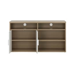 โซฟาเบด PVC 2 ที่นั่ง และตู้วางทีวี 2 บาน ขนาด 120 ซม. รุ่นมิกิ+มินิโอ - สีน้ำตาล/ธรรมชาติ