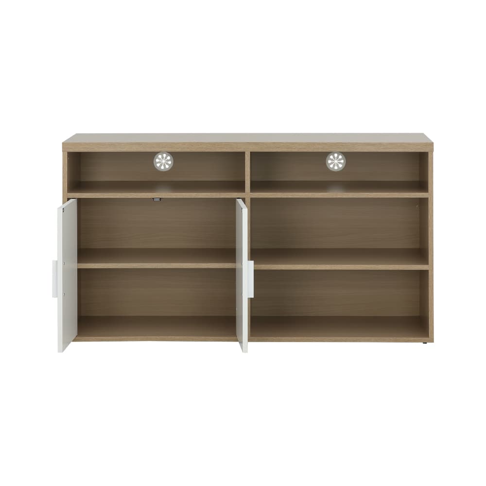 โซฟาเบด PVC 2 ที่นั่ง และตู้วางทีวี 2 บาน ขนาด 120 ซม. รุ่นมิกิ+มินิโอ - สีน้ำตาล/ธรรมชาติ