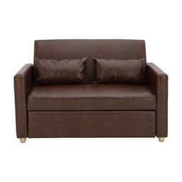 โซฟาเบด PVC 2 ที่นั่ง และตู้วางทีวี 2 บาน ขนาด 120 ซม. รุ่นมิกิ+มินิโอ - สีน้ำตาล/ธรรมชาติ