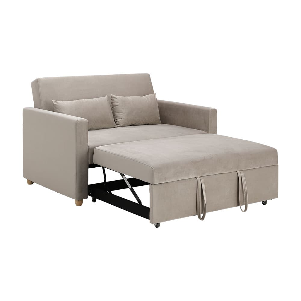 โซฟาเบดผ้า 2 ที่นั่ง และตู้วางทีวี 2 บาน ขนาด 120 ซม. รุ่นมิกิ+มินิโอ - สีโทป/ธรรมชาติ