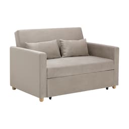 โซฟาเบดผ้า 2 ที่นั่ง และตู้วางทีวี 2 บาน ขนาด 120 ซม. รุ่นมิกิ+มินิโอ - สีโทป/ธรรมชาติ