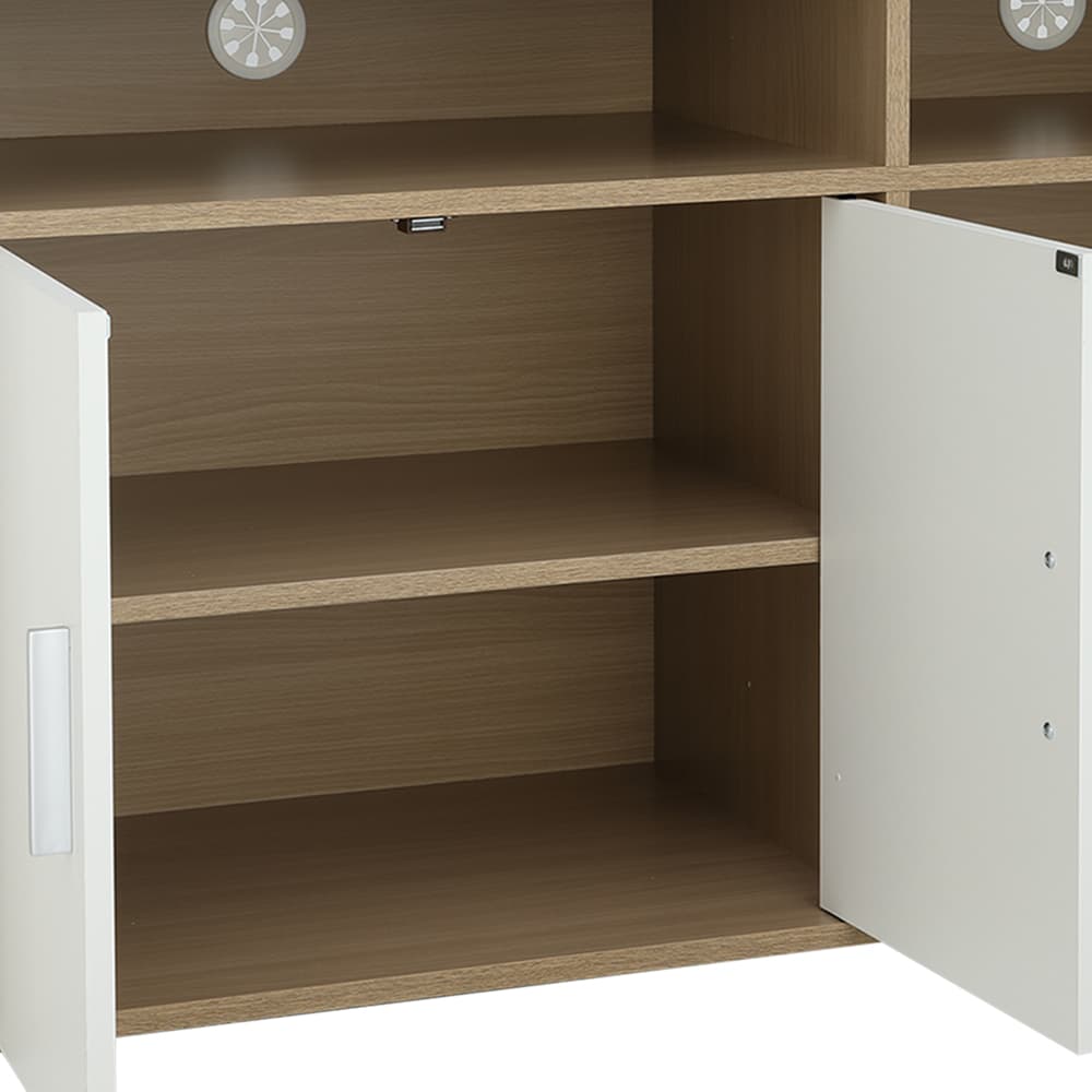 โซฟาเบดผ้า 2 ที่นั่ง และตู้วางทีวี 2 บาน ขนาด 120 ซม. รุ่นมิกิ+มินิโอ - สีโทป/ธรรมชาติ