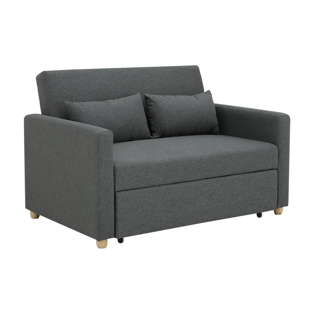 โซฟาเบดผ้า 2 ที่นั่ง และตู้วางทีวี 2 บาน ขนาด 120 ซม. รุ่นมิกิ+มินิโอ - สีเทา/ธรรมชาติ