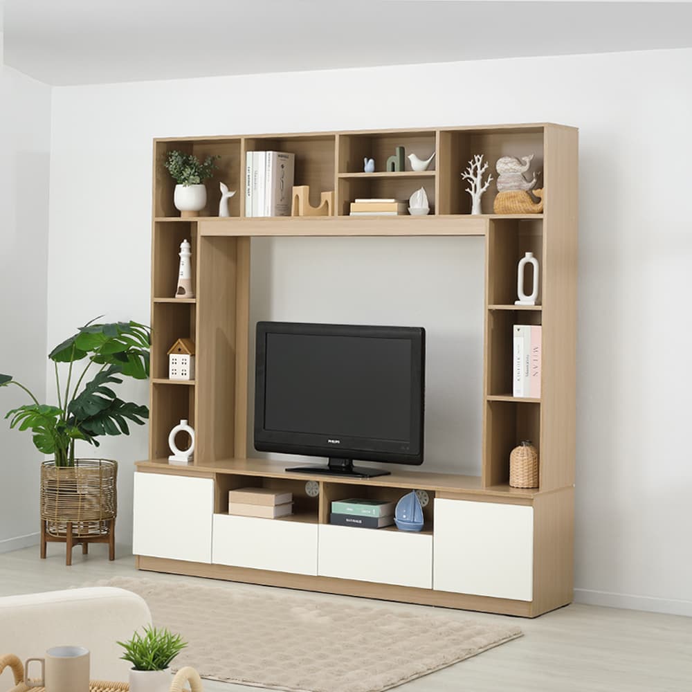 โซฟาเบดผ้า 3 ที่นั่ง และชุดโฮมเอ็นเตอร์เทนเมนท์ ขนาด 180 ซม. รุ่นมิกิ+มินิโอ - สีโทป/ธรรมชาติ