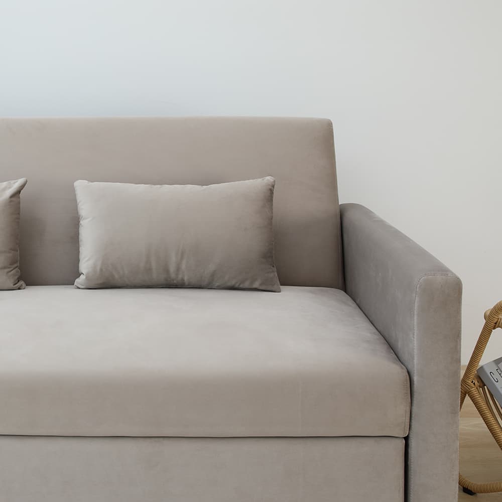 โซฟาเบดผ้า 3 ที่นั่ง และชุดโฮมเอ็นเตอร์เทนเมนท์ ขนาด 200 ซม. รุ่นมิกิ+มินิโอ - สีโทป/ธรรมชาติ