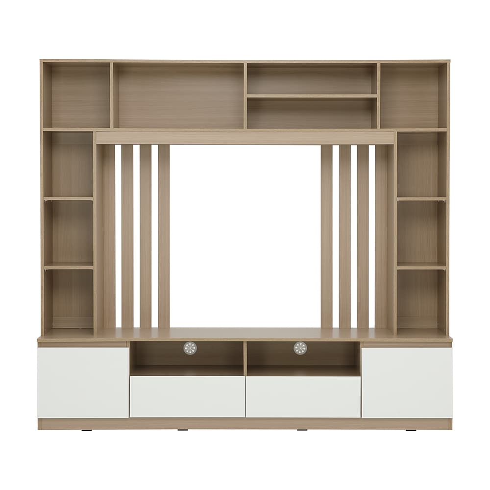 โซฟาเบดผ้า 3 ที่นั่ง และชุดโฮมเอ็นเตอร์เทนเมนท์ ขนาด 200 ซม. รุ่นมิกิ+มินิโอ - สีโทป/ธรรมชาติ