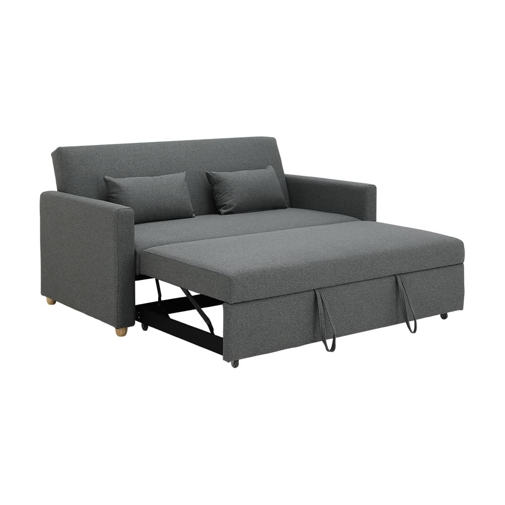 โซฟาเบดผ้า 3 ที่นั่ง และชุดโฮมเอ็นเตอร์เทนเมนท์ ขนาด 240 ซม. รุ่นมิกิ+มินิโอ - สีเทา/ธรรมชาติ