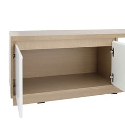 โซฟาเบดผ้า 3 ที่นั่ง และตู้วางทีวี 2 บาน พร้อมลิ้นชัก ขนาด 150 ซม. รุ่นมิกิ+มินิโอ - สีเทา/ธรรมชาติ