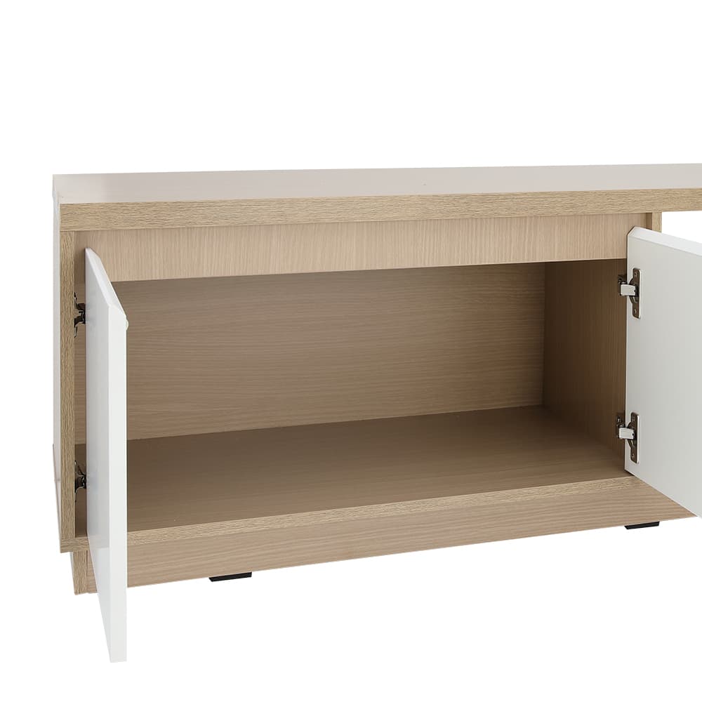 โซฟาเบดผ้า 3 ที่นั่ง และตู้วางทีวี 2 บาน พร้อมลิ้นชัก ขนาด 150 ซม. รุ่นมิกิ+มินิโอ - สีเทา/ธรรมชาติ