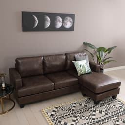 โซฟาผ้า L-shape และชุดโฮมเอ็นเตอร์เทนเมนท์ ขนาด 150 ซม. รุ่นแลมซี่+มินิโอ - สีน้ำตาลเข้ม/ธรรมชาติ