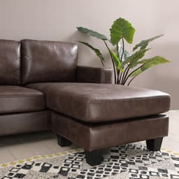 โซฟาผ้า L-shape และชุดโฮมเอ็นเตอร์เทนเมนท์ ขนาด 180 ซม. รุ่นแลมซี่+มินิโอ - สีน้ำตาลเข้ม/ธรรมชาติ