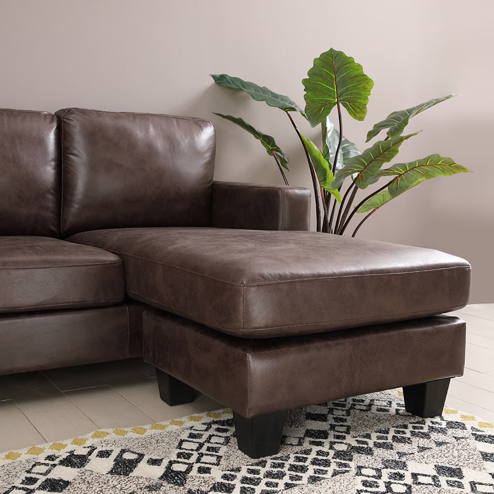 โซฟาผ้า L-shape และชุดโฮมเอ็นเตอร์เทนเมนท์ ขนาด 200 ซม. รุ่นแลมซี่+มินิโอ - สีน้ำตาลเข้ม/ธรรมชาติ