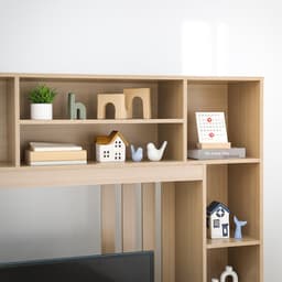 โซฟาผ้า L-shape และชุดโฮมเอ็นเตอร์เทนเมนท์ ขนาด 200 ซม. รุ่นแลมซี่+มินิโอ - สีน้ำตาลเข้ม/ธรรมชาติ