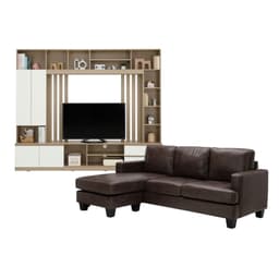 โซฟาผ้า L-shape และชุดโฮมเอ็นเตอร์เทนเมนท์ ขนาด 240 ซม. รุ่นแลมซี่+มินิโอ - สีน้ำตาลเข้ม/ธรรมชาติ