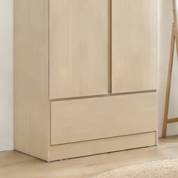 ตู้เสื้อผ้า 2 บาน พร้อมลิ้นชัก รุ่นฟาส ขนาด 90 ซม. - สีธรรมชาติ